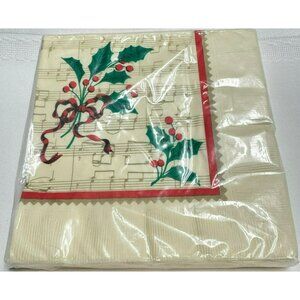Vintage Hallmark Christmas Holly & Bow 3-Ply Facial Tissue Napkins 16 Pack NIP